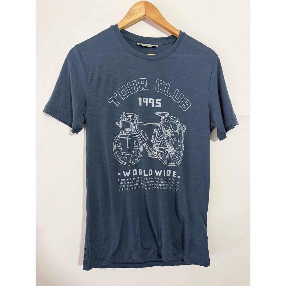 Icebreaker T-Shirt Mens Small Blue Short Sleeve Tech Lite Tour Club Wool Tee